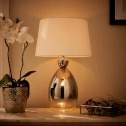 Sylvia Ribbed Glass Table Lamp 27 Sylvia Ribbed Glass Table Lamp -Dunelm 30868908 alt01