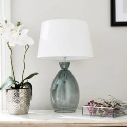 Sylvia Ribbed Glass Table Lamp 32 Sylvia Ribbed Glass Table Lamp -Dunelm 30868910