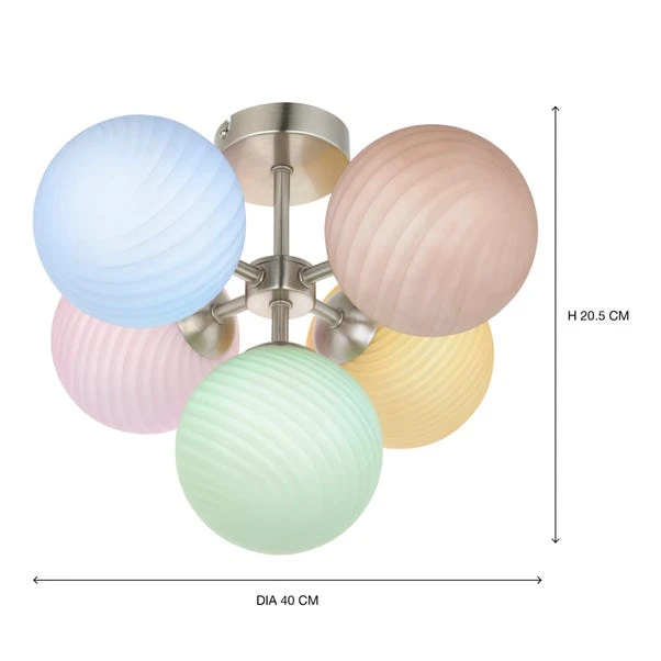 Swirl 5 Light Semi Flush Ceiling Light 12 Swirl 5 Light Semi Flush Ceiling Light - Image 10