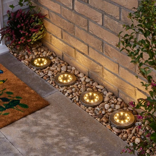 Solar Set Of 4 Round Path Lights 3 Solar Set Of 4 Round Path Lights