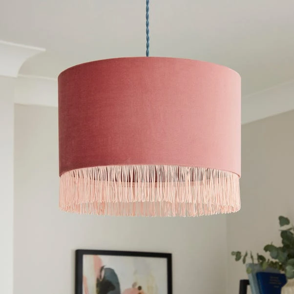 Fringed Velvet Drum Lamp Shade 14 Fringed Velvet Drum Lamp Shade - Image 12