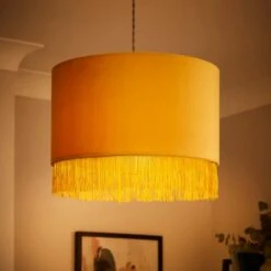 Fringed Velvet Drum Lamp Shade 30 Fringed Velvet Drum Lamp Shade -Dunelm 30870733 alt01