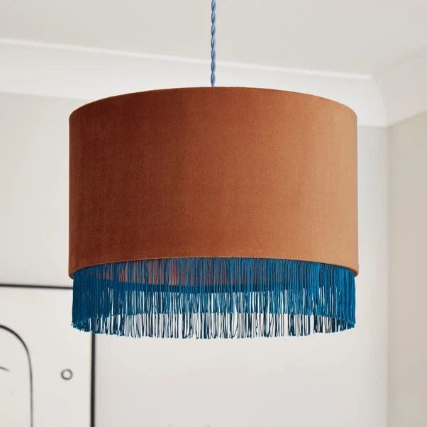 Fringed Velvet Drum Lamp Shade 7 Fringed Velvet Drum Lamp Shade - Image 5