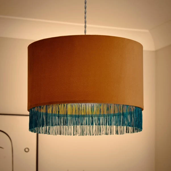 Fringed Velvet Drum Lamp Shade 8 Fringed Velvet Drum Lamp Shade - Image 6