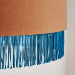 Fringed Velvet Drum Lamp Shade 27 Fringed Velvet Drum Lamp Shade -Dunelm 30870757 alt02