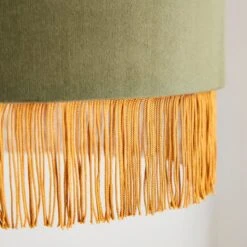 Fringed Velvet Drum Lamp Shade 23 Fringed Velvet Drum Lamp Shade -Dunelm 30870758 alt02