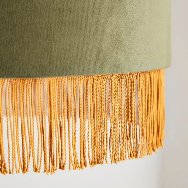 Fringed Velvet Drum Lamp Shade 5 Fringed Velvet Drum Lamp Shade - Image 3