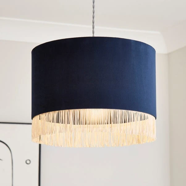 Fringed Velvet Drum Lamp Shade 18 Fringed Velvet Drum Lamp Shade - Image 16