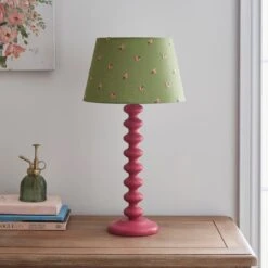 Green Flower Embroidered Tapered Lamp Shade 10 Green Flower Embroidered Tapered Lamp Shade -Dunelm 30871572 alt02