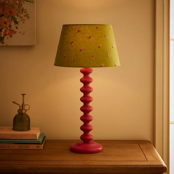 Green Flower Embroidered Tapered Lamp Shade 6 Green Flower Embroidered Tapered Lamp Shade - Image 4