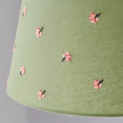 Green Flower Embroidered Tapered Lamp Shade 12 Green Flower Embroidered Tapered Lamp Shade -Dunelm 30871572 alt04