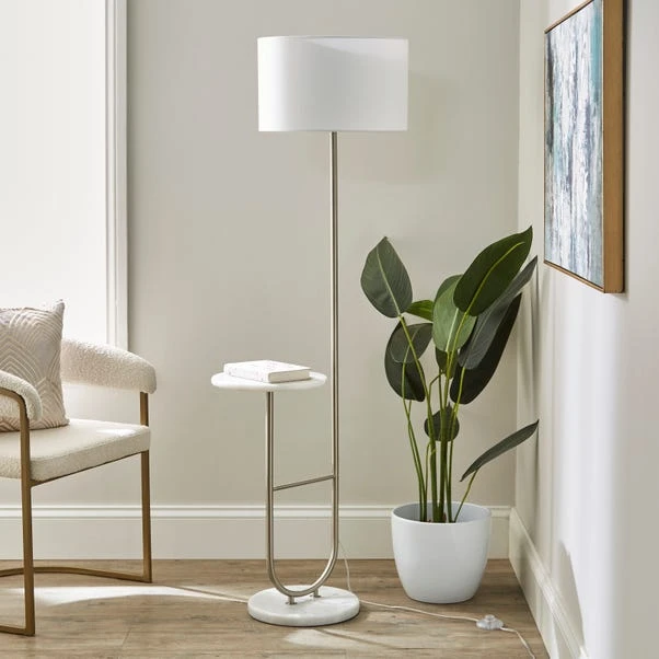Carrara Marble Base Floor Lamp With Table 3 Carrara Marble Base Floor Lamp With Table