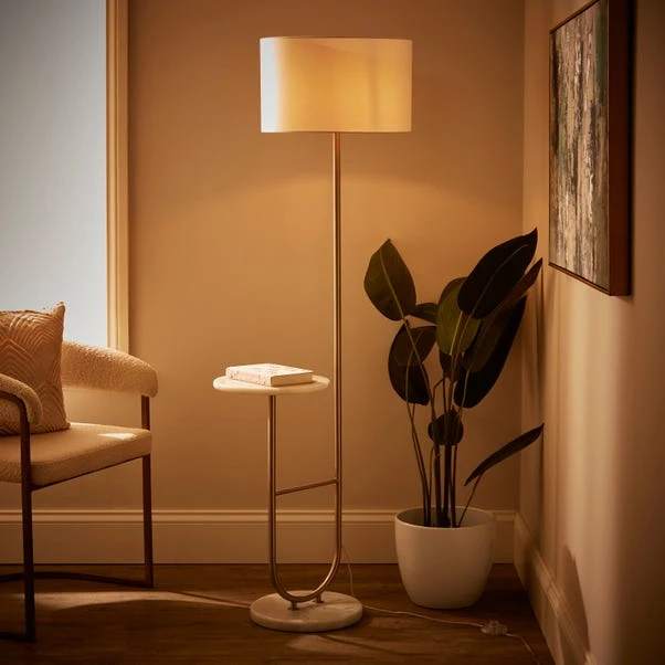 Carrara Marble Base Floor Lamp With Table 4 Carrara Marble Base Floor Lamp With Table - Image 2