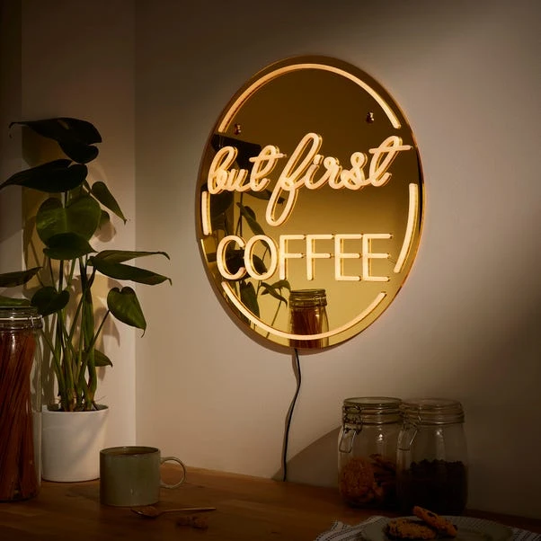 But First Coffee Indoor Outdoor Mirrored Neon Sign 4 But First Coffee Indoor Outdoor Mirrored Neon Sign - Image 2