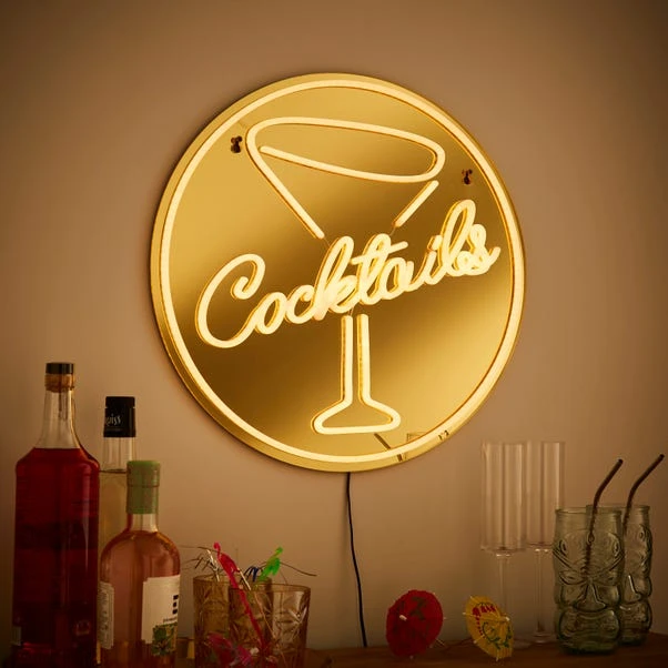 Cocktail Indoor Outdoor Mirrored Neon Sign 4 Cocktail Indoor Outdoor Mirrored Neon Sign - Image 2