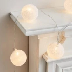 Fabric Ball 10 LED String Lights 7 Fabric Ball 10 LED String Lights -Dunelm 30873994 alt02
