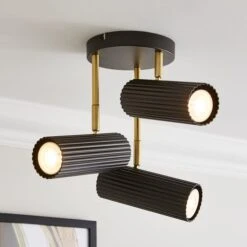 Georgi Industrial Ribbed 3 Light Adjustable Semi Flush Spotlight 20 Georgi Industrial Ribbed 3 Light Adjustable Semi Flush Spotlight -Dunelm 30894883