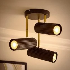 Georgi Industrial Ribbed 3 Light Adjustable Semi Flush Spotlight 21 Georgi Industrial Ribbed 3 Light Adjustable Semi Flush Spotlight -Dunelm 30894883 alt01