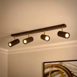 Georgi Industrial Ribbed 4 Light Adjustable Semi Flush Spotlight Bar 9 Georgi Industrial Ribbed 4 Light Adjustable Semi Flush Spotlight Bar -Dunelm 30894884 alt01