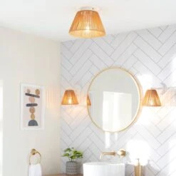 Kenia Rattan Outdoor Flush Ceiling Light -Dunelm 30894888 alt09