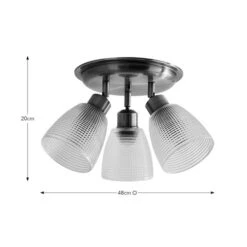 Kibworth Ribbed 3 Light Adjustable Semi Flush Spotlight -Dunelm 30894890 alt08