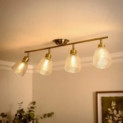 Kibworth Ribbed 4 Light Adjustable Semi Flush Spotlight Bar -Dunelm 30894891 alt01