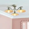 Maya Scallop 3 Light Semi Flush Ceiling Light 2 Maya Scallop 3 Light Semi Flush Ceiling Light -Dunelm 30894897
