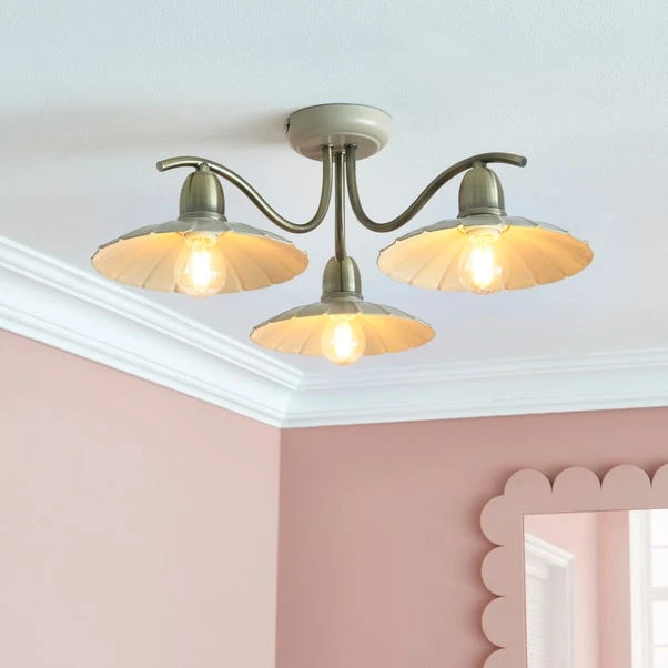 Maya Scallop 3 Light Semi Flush Ceiling Light 3 Maya Scallop 3 Light Semi Flush Ceiling Light