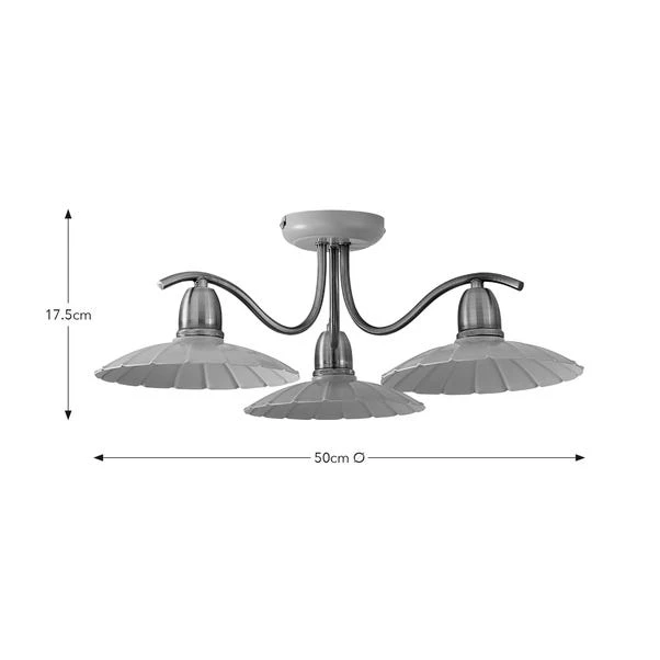 Maya Scallop 3 Light Semi Flush Ceiling Light 7 Maya Scallop 3 Light Semi Flush Ceiling Light - Image 5