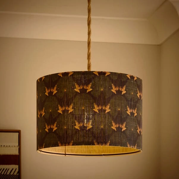 Luxe Cranes Bamboo Drum Lamp Shade 4 Luxe Cranes Bamboo Drum Lamp Shade - Image 2