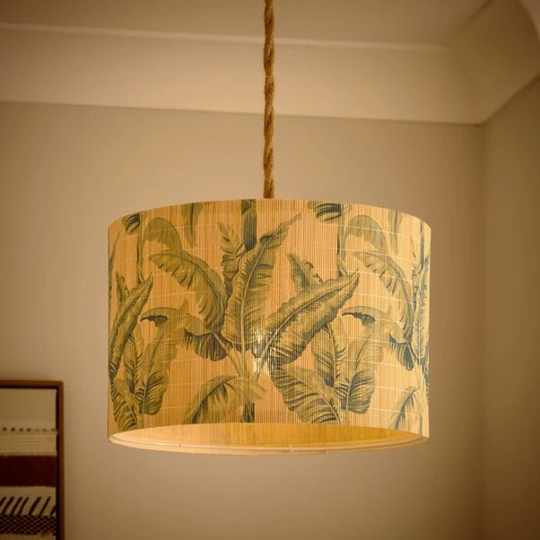 Equatorial Palm Bamboo Drum Lamp Shade 4 Equatorial Palm Bamboo Drum Lamp Shade - Image 2
