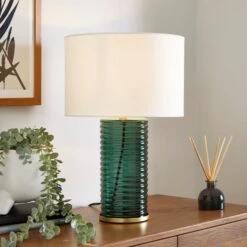 Nico Ribbed Glass Table Lamp 20 Nico Ribbed Glass Table Lamp -Dunelm 30921604