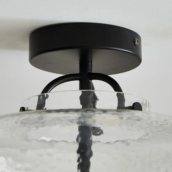 Henri Industrial 2 Light Mottled Glass Semi Flush Ceiling Light 6 Henri Industrial 2 Light Mottled Glass Semi Flush Ceiling Light - Image 4