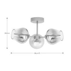 Aurora 3 Light Semi Flush LED Ceiling Light -Dunelm 30921631 alt08