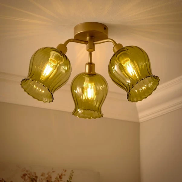 Peony 3 Light Semi Flush Ceiling Light 4 Peony 3 Light Semi Flush Ceiling Light - Image 2