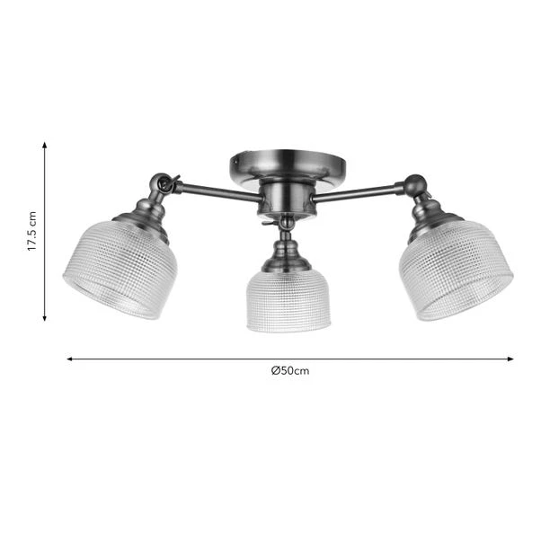 Amesbury Industrial 3 Light Semi Flush Ceiling Light 8 Amesbury Industrial 3 Light Semi Flush Ceiling Light - Image 6