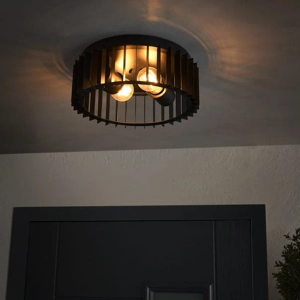 Reno Industrial Outdoor 2 Light Flush Ceiling Light 4 Reno Industrial Outdoor 2 Light Flush Ceiling Light - Image 2