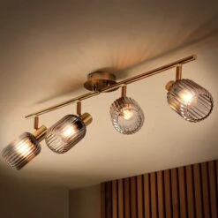 Riley Mid Century Ribbed 4 Light Adjustable Spotlight Bar -Dunelm 30921768 alt01