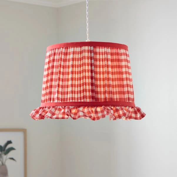 Carys Frilled Gingham Drum Lamp Shade 12 Carys Frilled Gingham Drum Lamp Shade - Image 11
