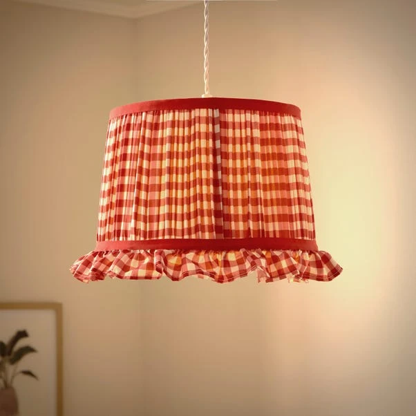 Carys Frilled Gingham Drum Lamp Shade 13 Carys Frilled Gingham Drum Lamp Shade - Image 12