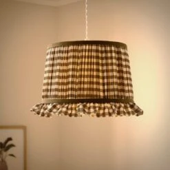 Carys Frilled Gingham Drum Lamp Shade 27 Carys Frilled Gingham Drum Lamp Shade -Dunelm 30923635 alt01