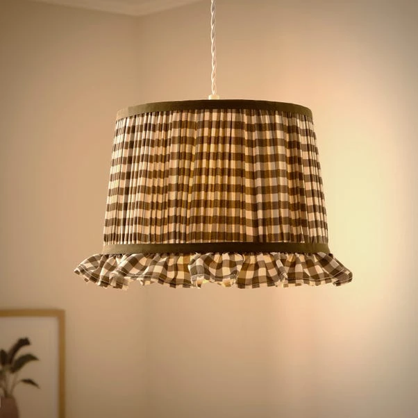 Carys Frilled Gingham Drum Lamp Shade 8 Carys Frilled Gingham Drum Lamp Shade - Image 7