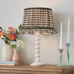 Carys Frilled Gingham Drum Lamp Shade 29 Carys Frilled Gingham Drum Lamp Shade -Dunelm 30923635 alt03