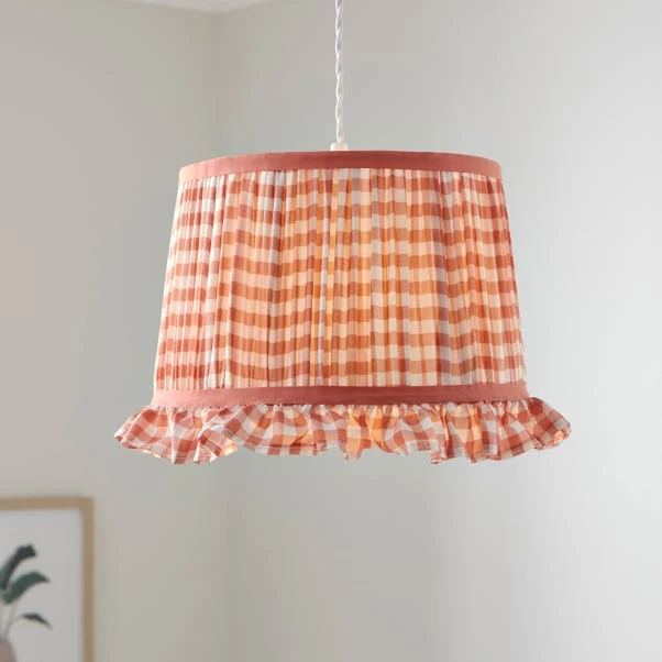 Carys Frilled Gingham Drum Lamp Shade 2 Carys Frilled Gingham Drum Lamp Shade