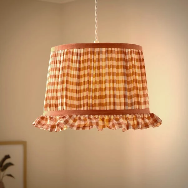Carys Frilled Gingham Drum Lamp Shade 3 Carys Frilled Gingham Drum Lamp Shade - Image 2