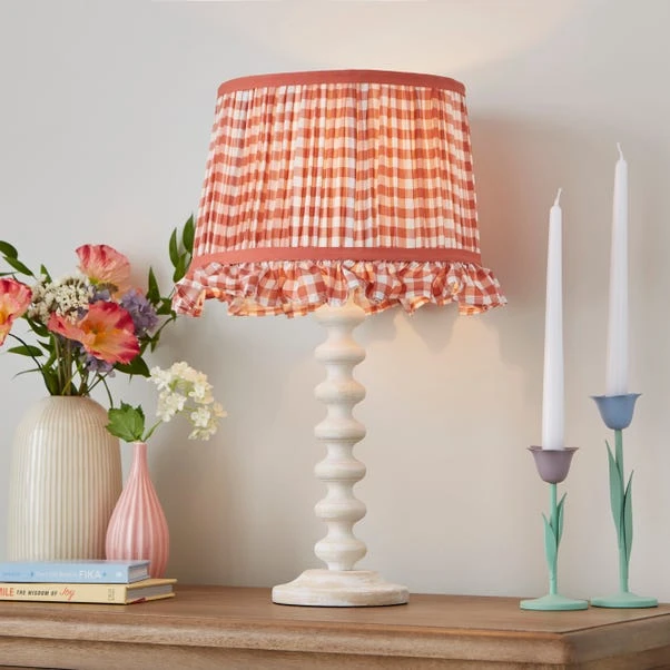 Carys Frilled Gingham Drum Lamp Shade 5 Carys Frilled Gingham Drum Lamp Shade - Image 4
