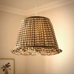 Carys Frilled Gingham Lamp Shade 28 Carys Frilled Gingham Lamp Shade -Dunelm 30923639 alt01