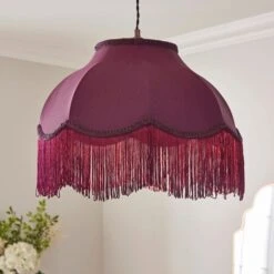 Carmona Fringed Satin Lamp Shade -Dunelm 30923735