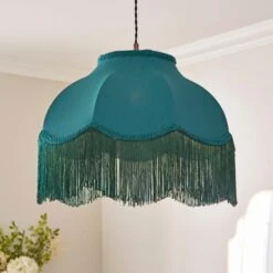 Carmona Fringed Satin Lamp Shade -Dunelm 30923736