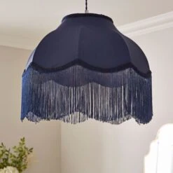 Carmona Fringed Satin Lamp Shade -Dunelm 30923737